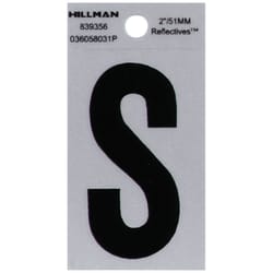 HILLMAN 2 in. Reflective Black Vinyl  Self-Adhesive Letter S 1 pc