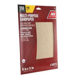 Ace  11 in. L x 9 in. W 150 Grit Aluminum Oxide  Sandpaper  5 pk 