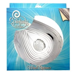 Spinfinity Designs Multi-color Stainless Steel 12 in. Crystal Mirror Teardrop Large Outdoor Spinner