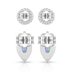 Montana Silversmiths Women's Charming Duo Opal Teardrop Blue/Silver Earrings Brass Water Resistant