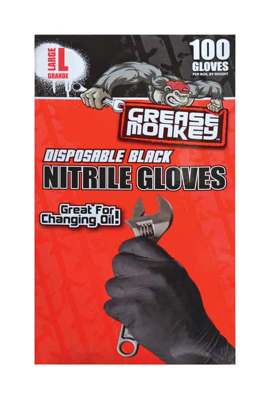 Grease Monkey Nitrile Disposable Gloves Large Black 100 pk Ace Hardware