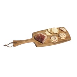 Lipper International Natural Leather/Teak Wood Rustic Serving Paddle Board 1 pc