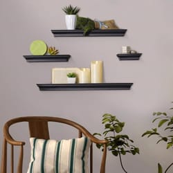 Melannco 5.12 in. H X 4.33 in. L Black Wood Ledge Shelf Set
