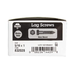 Hillman 5/16 in. X 1 in. L Hex Stainless Steel Lag Screw 50 pk
