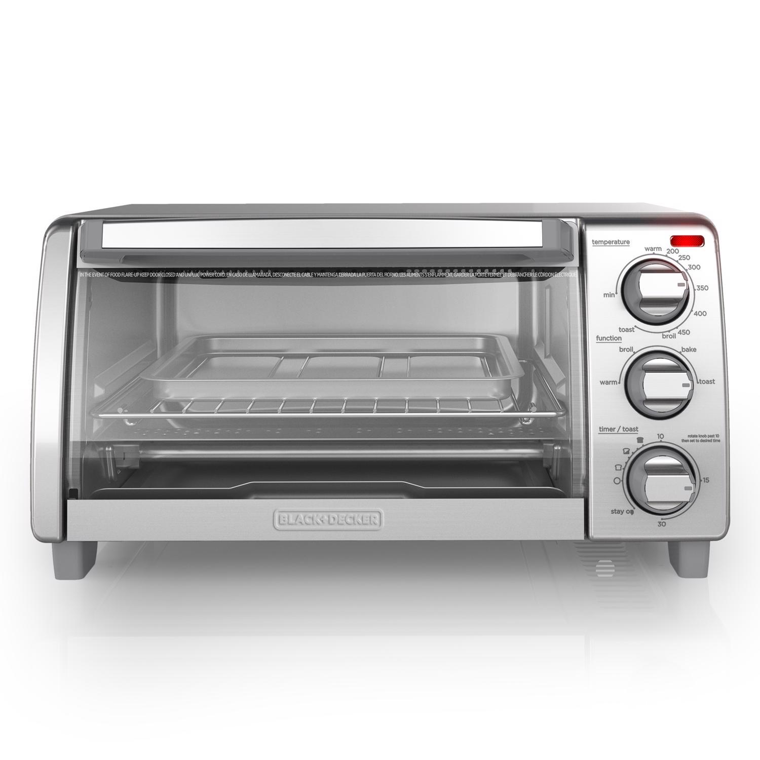 Black+Decker Stainless Steel Silver Toaster Oven 9.33 in. H X 11.97 in. W X 17.2 in. D Uae Electronic uaeelectronic.com