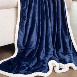 Carstens Inc 68 in. H X 54 in. L Navy/White Polyester Plush Throw Blanket