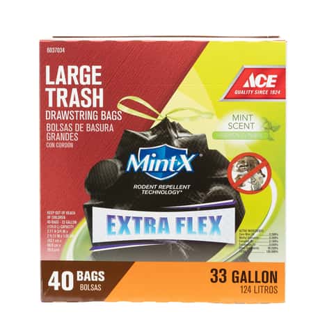 Ace Mint-X 13 gal Mint Scent Kitchen Trash Bags Drawstring 40 pk 0.9 mil -  Ace Hardware