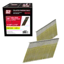 Grip-Rite 2-3/8 in. L X 11-1/2 Ga. Angled Strip Bright Framing Nails 28 deg 2500 pk