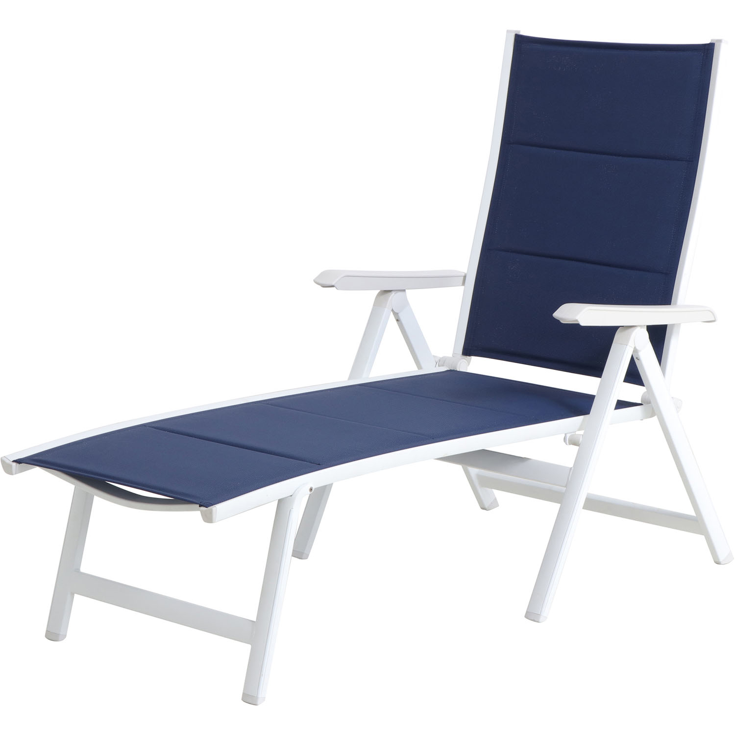 Photos - Garden Furniture MOD Everson White Aluminum Frame Padded Sling Folding Chaise Lounge Navy B 