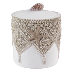 Avanti Linens Macrame Shells Ivory/White Plastic Covered Jar