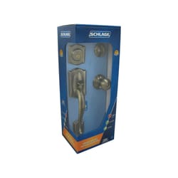Schlage Camelot, Accent Antique Brass Entry Handleset 1-3/4 in.