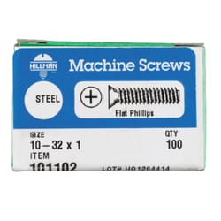 HILLMAN No. 10-32 X 1 in. L Phillips Flat Head Zinc-Plated Steel Machine Screws 100 pk