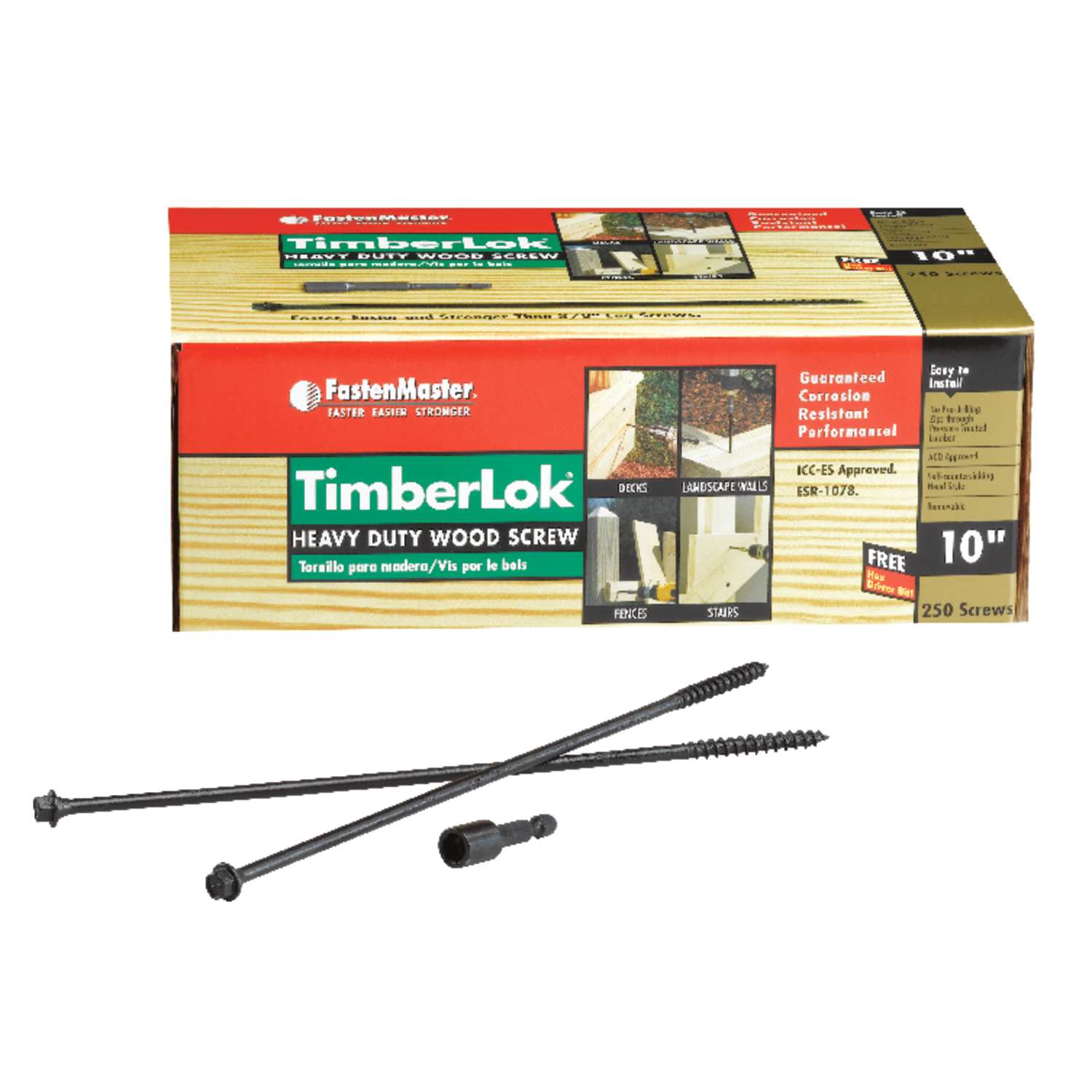 FastenMaster TimberLok No. 10 X 10 in. L Hex Epoxy Coarse Wood Screws ...