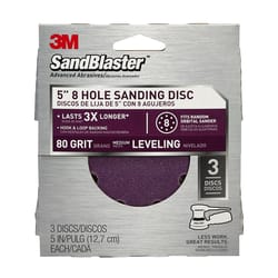 3M Sandblaster 5 in. Ceramic Blend Hook and Loop Sanding Disc 80 Grit Medium 3 pk