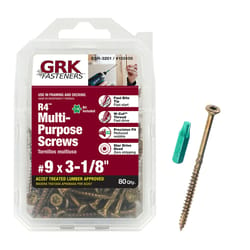 GRK Fasteners R4 No. 9 X 3-1/8 in. L Star Coated W-Cut Multi-Purpose Screws 80 pk