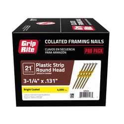 Grip-Rite 3-1/4 in. L X 10-1/4 Ga. Angled Strip Bright Framing Nails 21 deg 4000 pk