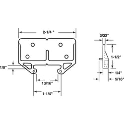 Prime-Line 2.25 in. L Plastic Center Guide Drawer Track Guide 2 pk