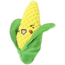 Petsport Tiny Tots Green/Yellow Plush Foodies Corn Dog Toy Small 1 pk