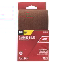 Ace 24 in. L X 3 in. W Aluminum Oxide Sanding Belt 120 Grit Fine 2 pc
