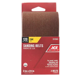 Ace 24 in. L X 3 in. W Aluminum Oxide Sanding Belt 120 Grit Fine 2 pc