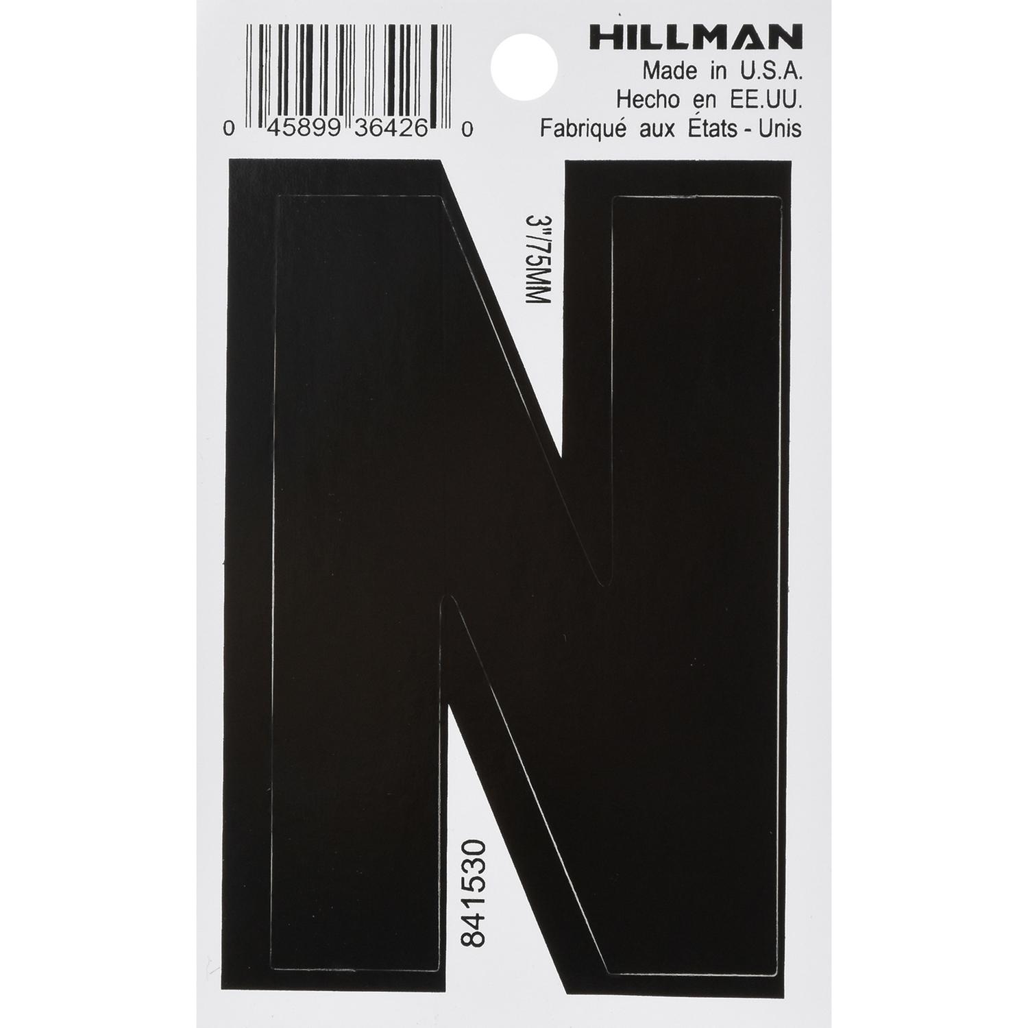 Hillman 3 In. Black Vinyl Self-Adhesive Letter N 1 Pc - Ace Hardware