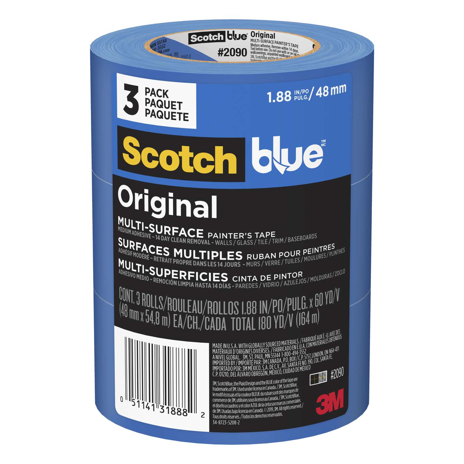 3M Scotch Blue 1.88 in. W x 60 yd. L Blue Medium Strength Painter's