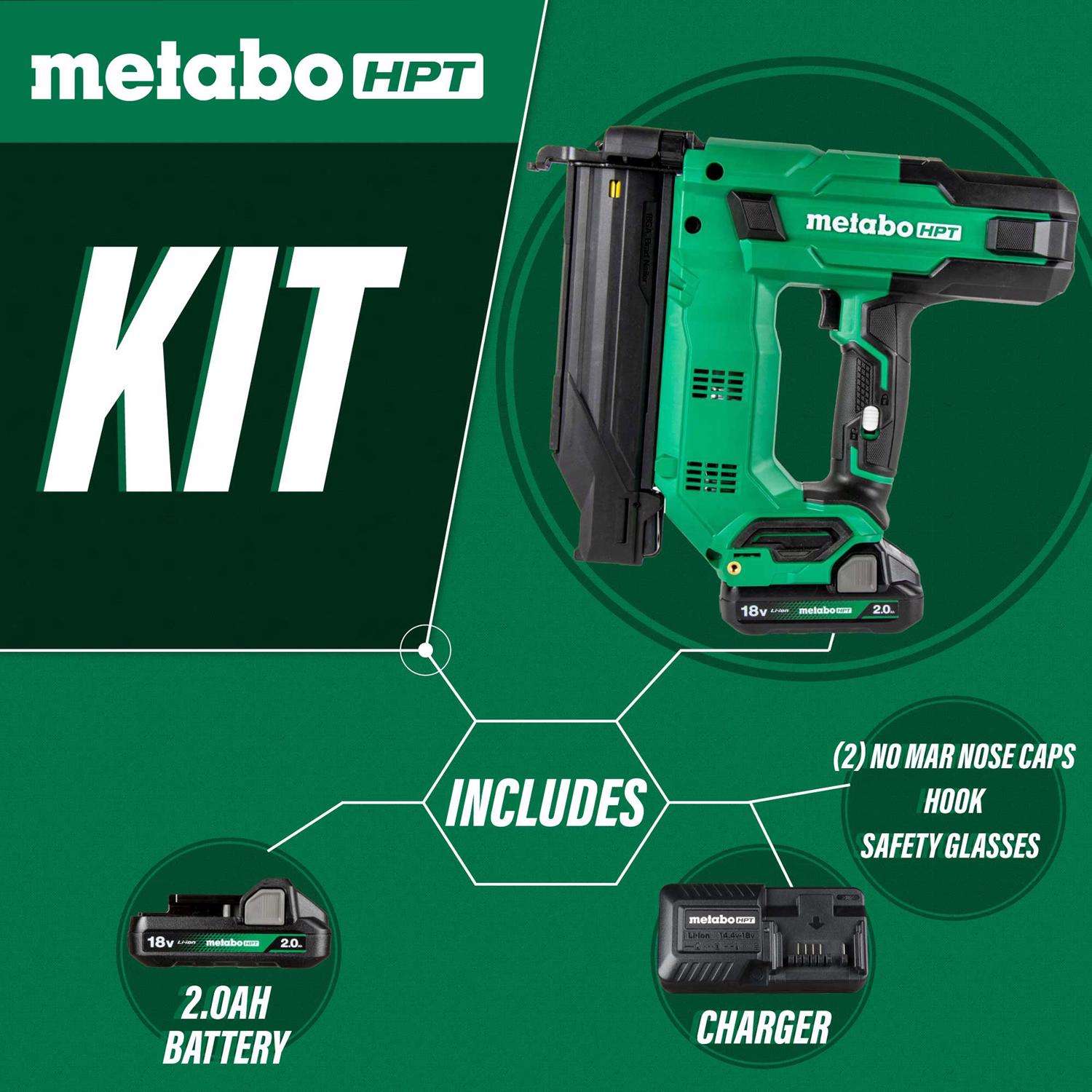 Metabo HPT Multivolt 18 Ga. Cordless Compact Brad Nailer Kit Battery Charger 18 V Mfr NT1850DGM Ace Hardware