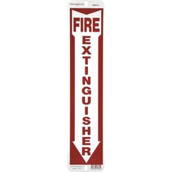 Hillman English Red Fire Extinguisher Sign 18 in. H X 4 in. W