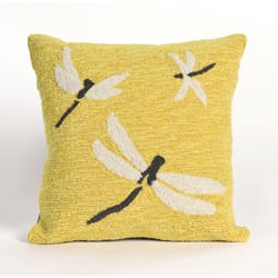 Liora Manne Frontporch Yellow Dragonfly Polyester Throw Pillow 18 in. H X 2 in. W X 18 in. L