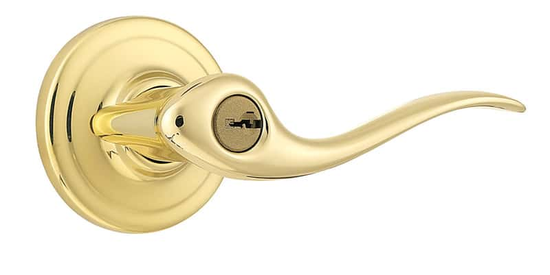 Kwikset SmartKey Tustin Polished Brass Entry Lockset KW1 1-3/4 in ...