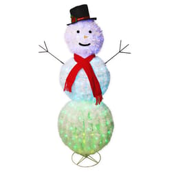 Celebrations LED Multi RGB Dancing Snowman 5 ft. Yard Decor