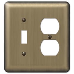 Amerelle Devon Brushed Brass 2 gang Stamped Steel Duplex/Toggle Wall Plate 1 pk