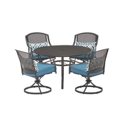 Living Accents Hattington 5 pc Black Steel Swivel Dining Set Peacock Blue