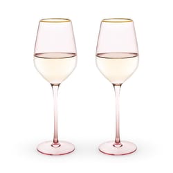 Twine 14 oz Rose Gold Crystal Wine Glass Set