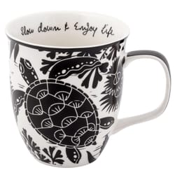 Karma Boho Black/White Ceramic Sea Turtle Mug 3.7 in. D 1 pk