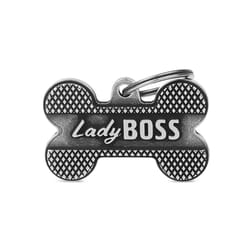 MyFamily Bronx Gray Bone Lady Boss Aluminum Dog Pet Tags Large