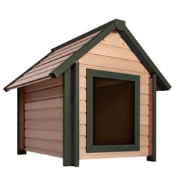 DogiPot Extra Large Wood/Polyfiber Dog House Natural/Green 38 in. H X 35.5 in. W X 44 in. D