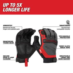 Milwaukee Large Demolition Work Gloves Black/Red L 1 pair