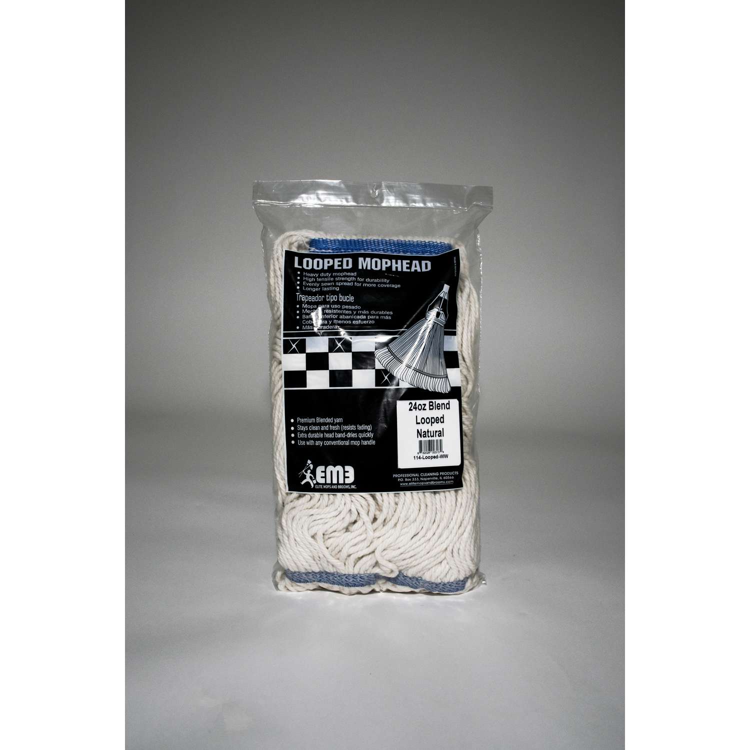 Elite Mops and Brooms 24 oz Looped Polyester Blend Mop Refill 1 pk