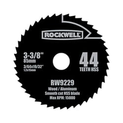 Rockwell 3-3/8 in. D X 19/32 in. Versacut High Speed Steel Circular Saw Blade 44 teeth 1 pc