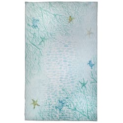 Homefires 36 in. W X 60 in. L Sea Foam Coral Sea Aqua Polyester Accent Rug