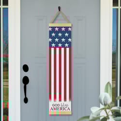 P Graham Dunn Multicolored Wood 43.75 in. H X 10.75 in. L X 0.5 in. W God Bless America Banner Decor