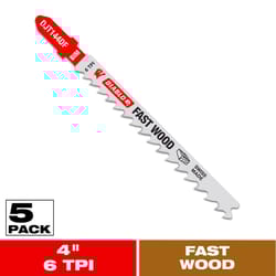 Diablo 4 in. Bi-Metal T-Shank Fast Wood Jig Saw Blade 6 TPI 5 pk