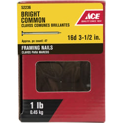 Ace 16D 3-1/2 in. Common Bright Steel Nail Round Head 1 lb
