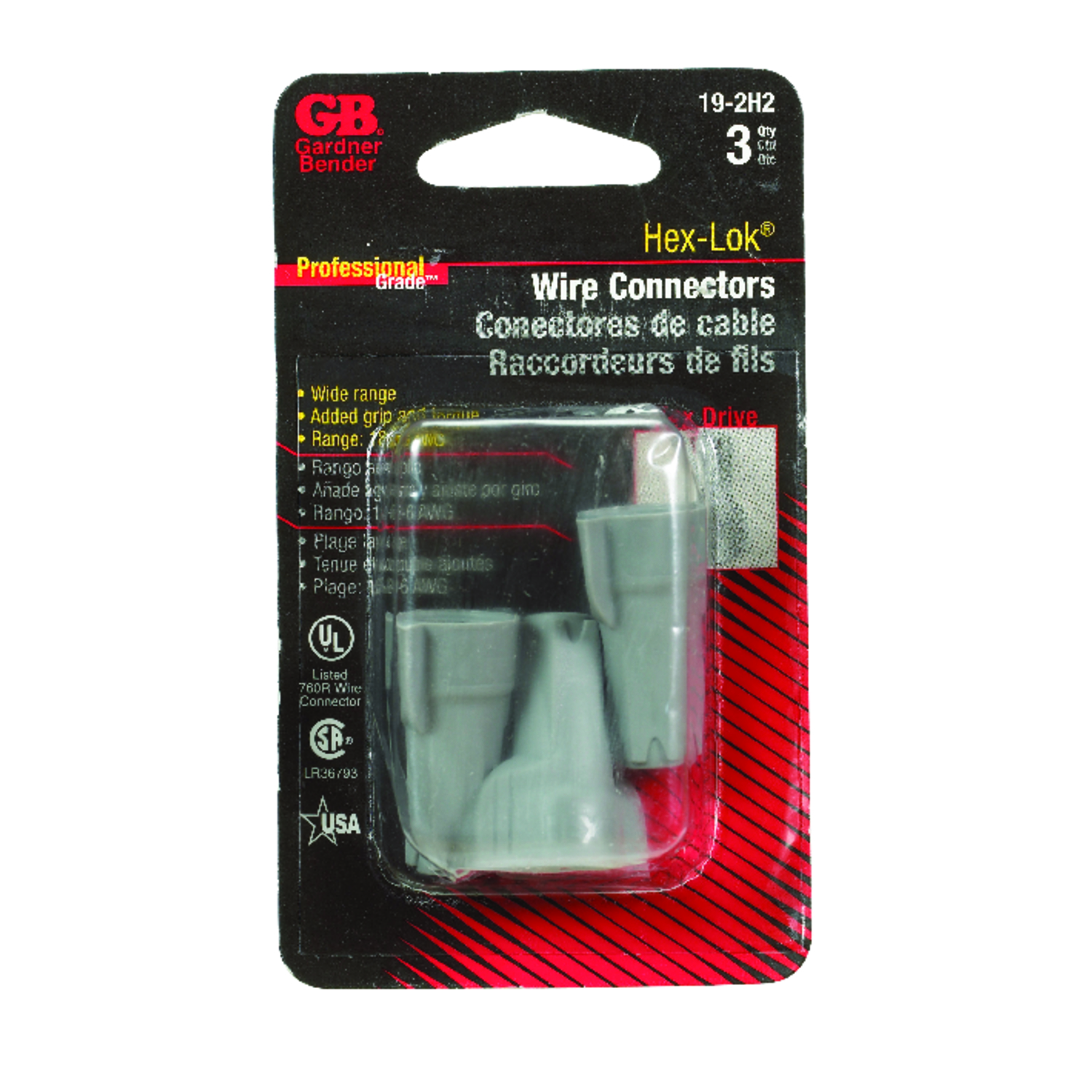 Gardner Bender Hex-Lok 14-6 Ga. Copper Wire Wire Connector Gray 3 pk