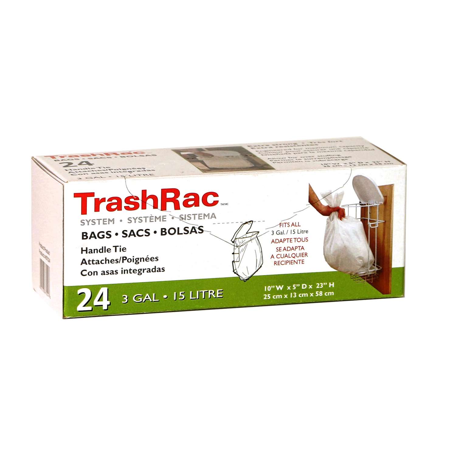 Trashrac 3 gal. Trash Bags Handle Tie 24 pk Ace Hardware