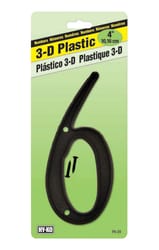 Hy-Ko 4 in. Black Plastic Nail-On Number 6 1 pc