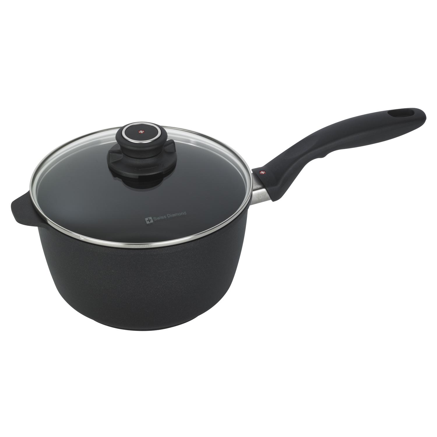 Swiss Diamond Cast Aluminum Saucepan 8 in. 3.2 qt Black Sansujyuku sansujyuku.com