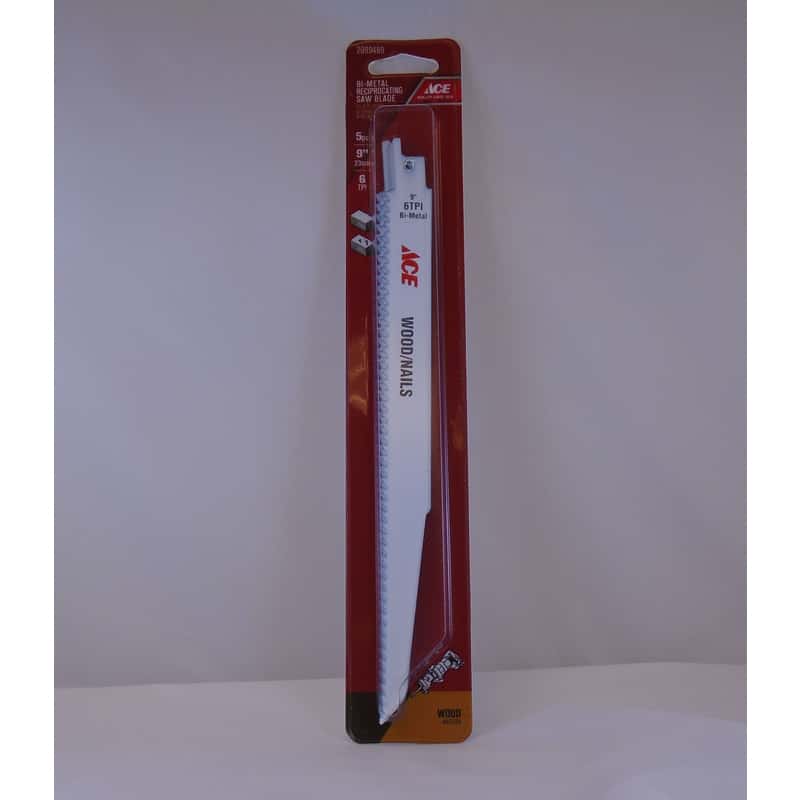Ace 9 in. BiMetal Reciprocating Saw Blade 6 TPI 5 pk Ace Hardware
