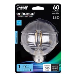 Feit Enhance G25 E26 (Medium) Filament LED Bulb Daylight 60 Watt Equivalence 1 pk